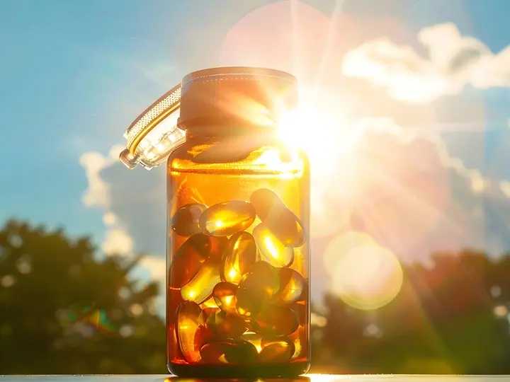 bottle-vitamin-d-supplements-with-sunny-nature-background-health-wellness Napsütéses időben is kell a D-vitamint pótolni? Szupertápanyagok 