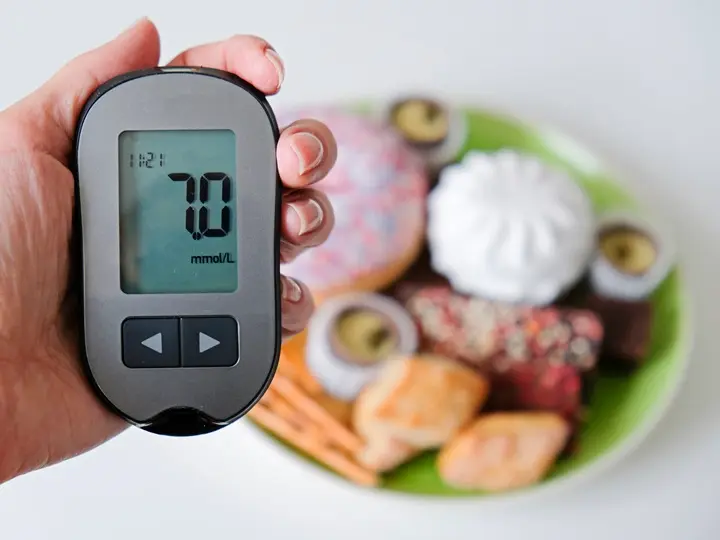 diabetes-concept-sweets-unhealthy-food-with-glucometer Glikémiás index: vércukor és anyagcsere Hormontámogatás 