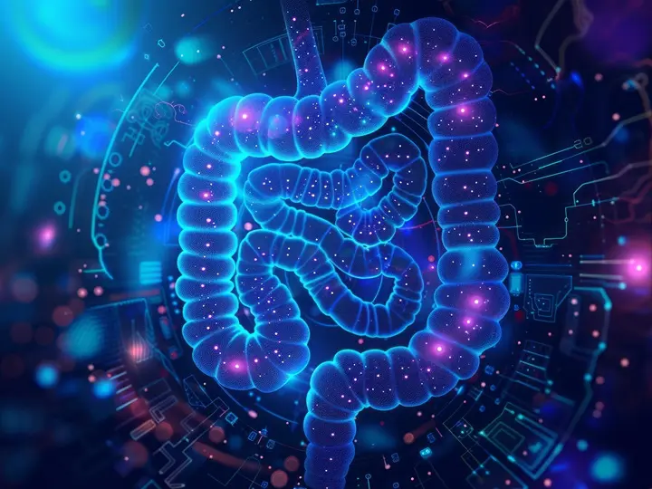 futuristic-holographic-depiction-human-stomach-digestive-process-with-abstract-technological-interface Bélbetegségek, pszichés panaszok és GAPS diéta Mentális egészség 