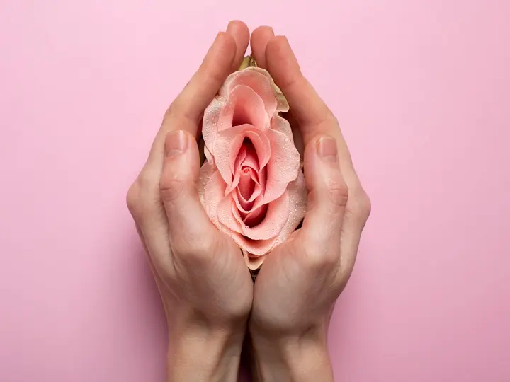 woman-holding-rose-hands-reproductive-system-visualization PCOS diéta: Így étkezz, a hormonális egyensúlyért! Hormontámogatás 